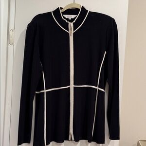 Misook Black Jacket with White Piping